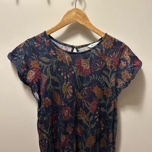 Reitmans Navy Floral Blouse